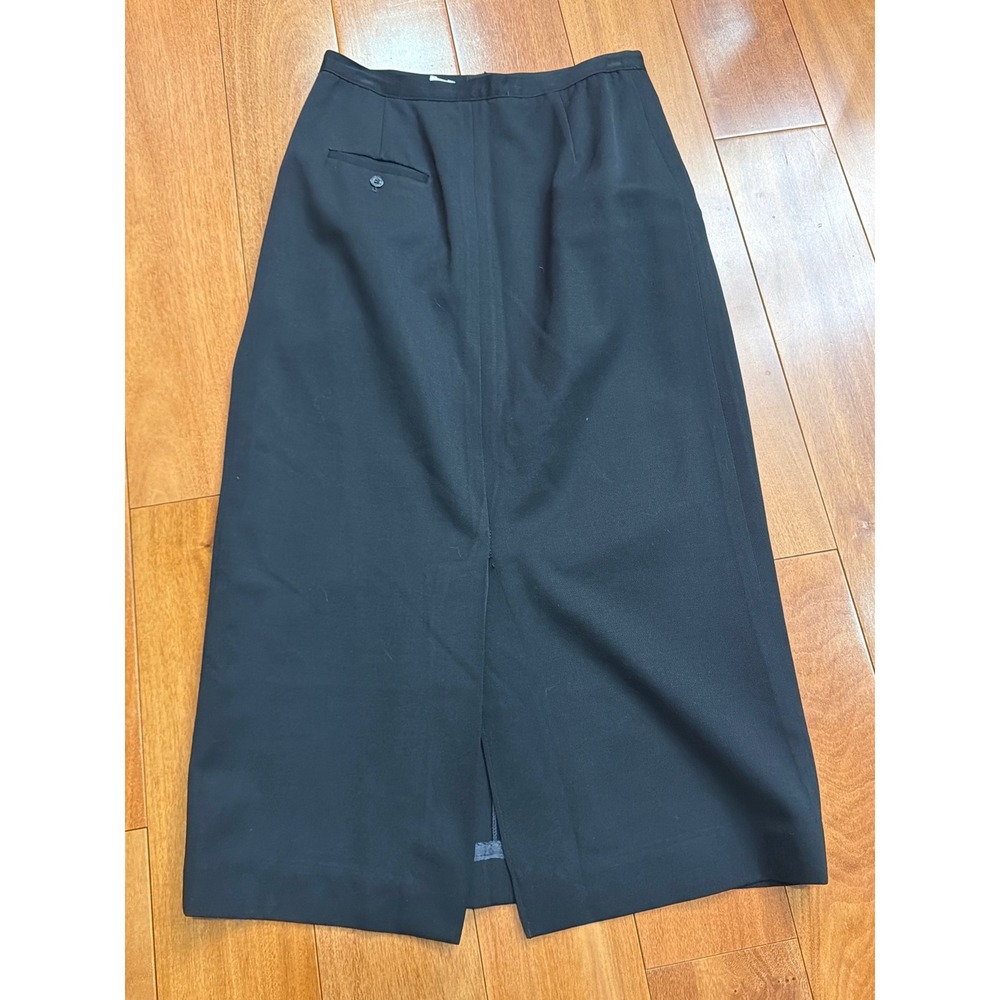 Saks Fifth Avenue Maxi Skirt Womens Black 100% Pure Wool Pleated Vintage 10 - Picture 3 of 7